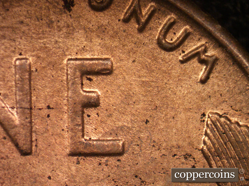 Die-stage B marker on 1944D•1MM•019 (1944 Repunched Mint Mark).