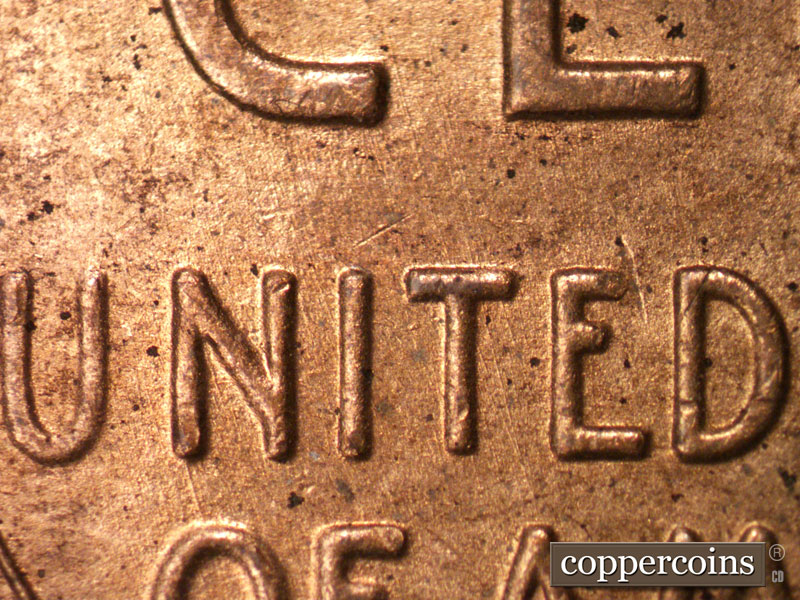 Die-stage B marker on 1944D•1MM•019 (1944 Repunched Mint Mark).