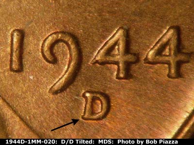 1944 Lincoln cent obverse, CopperCoins die 1944D•1MM•020.