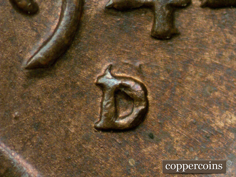 1944 Lincoln cent obverse, CopperCoins die 1944D•1OM•001.