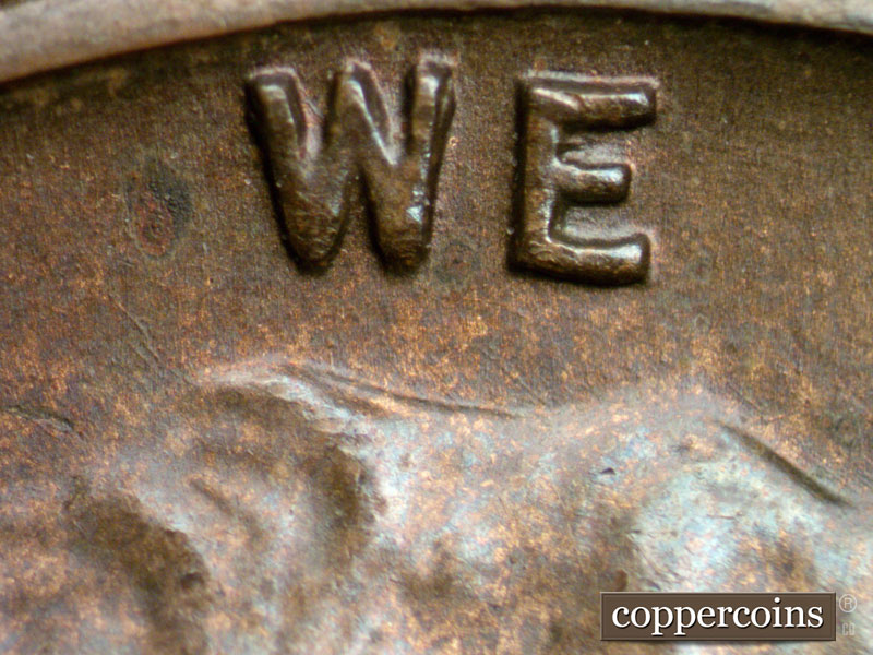 Die-stage B marker on 1944D•1OM•001 (1944 Over Mint Mark).