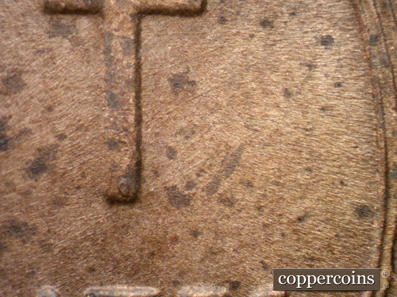 Die-stage A marker on 1944D•1OM•002 showing Die chip on lower T in CENT.