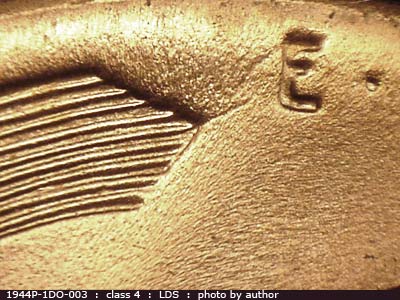 Die-stage C marker on 1944P•1DO•003 (1944 Doubled Die Obverse).