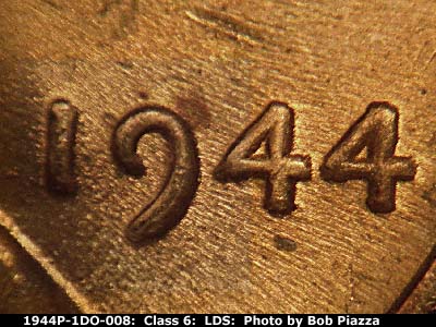 Die-stage C marker on 1944P•1DO•008 (1944 Doubled Die Obverse).