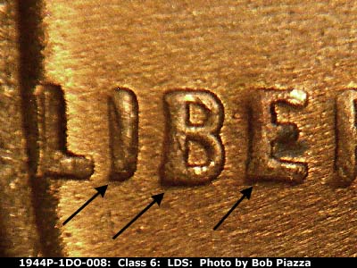 Die-stage C marker on 1944P•1DO•008 (1944 Doubled Die Obverse).