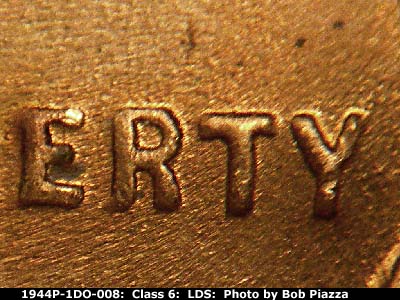Die-stage C marker on 1944P•1DO•008 (1944 Doubled Die Obverse).