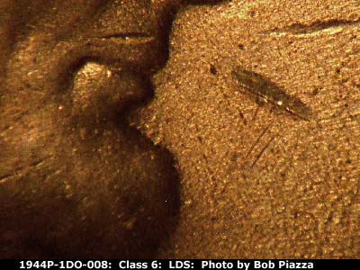 Die-stage C marker on 1944P•1DO•008 (1944 Doubled Die Obverse).