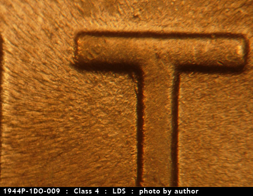Die-stage C marker on 1944P•1DO•009 (1944 Doubled Die Obverse).