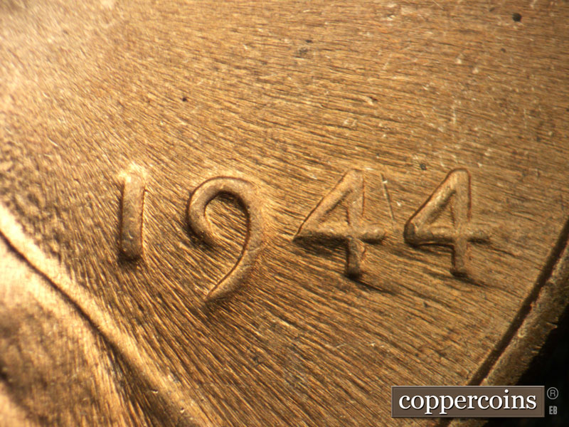 Die-stage C marker on 1944P•1DO•011 (1944 Doubled Die Obverse).