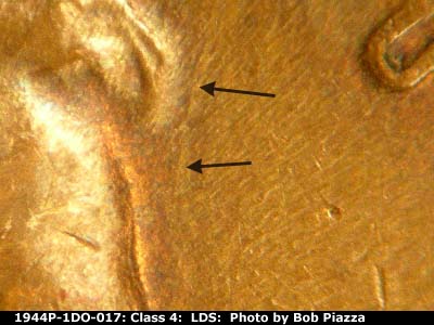 Die-stage C marker on 1944P•1DO•017 (1944 Doubled Die Obverse).