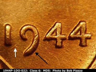 1944 Lincoln cent obverse, CopperCoins die 1944P•1DO•022.