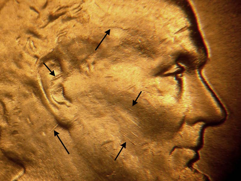 Die-stage C marker on 1944P•1DO•024 (1944 Doubled Die Obverse).