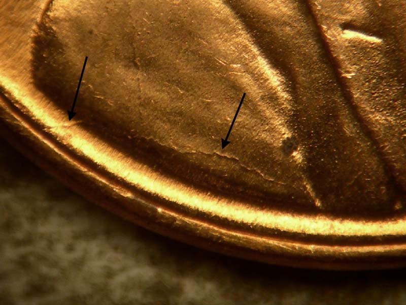 Die-stage C marker on 1944P•1DO•024 (1944 Doubled Die Obverse).
