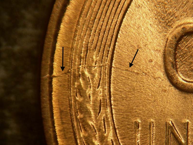 Die-stage C marker on 1944P•1DO•024 (1944 Doubled Die Obverse).