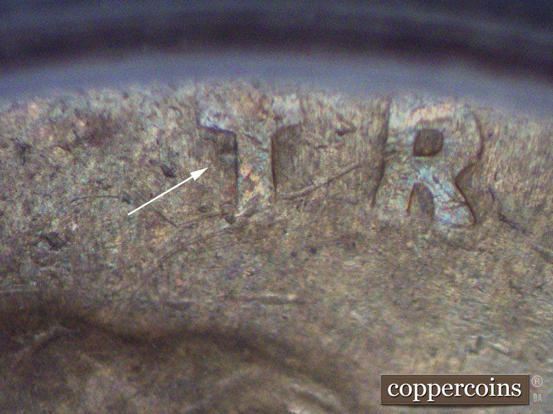 Die-stage C marker on 1944P•1DO•025 (1944 Doubled Die Obverse).