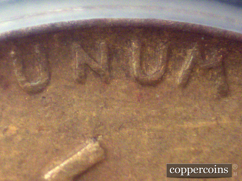 Die-stage C marker on 1944P•1DO•025 (1944 Doubled Die Obverse).