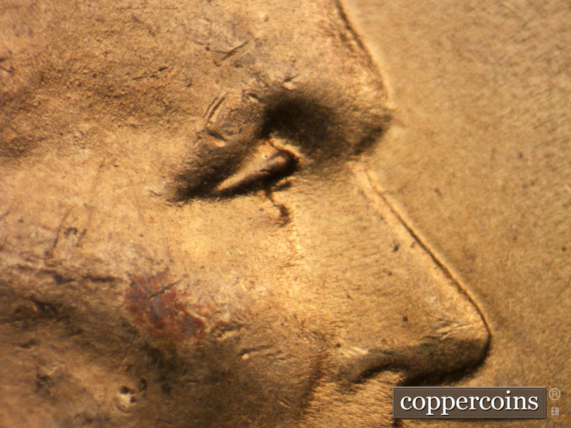 1944 Lincoln cent obverse, CopperCoins die 1944P•1DO•031.