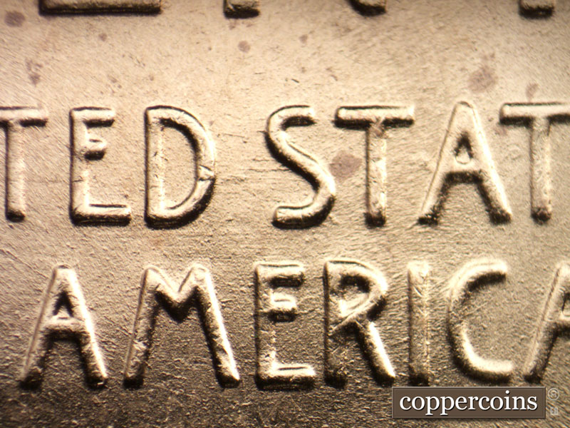 Die-stage B marker on 1944P•1DO•032 (1944 Doubled Die Obverse).