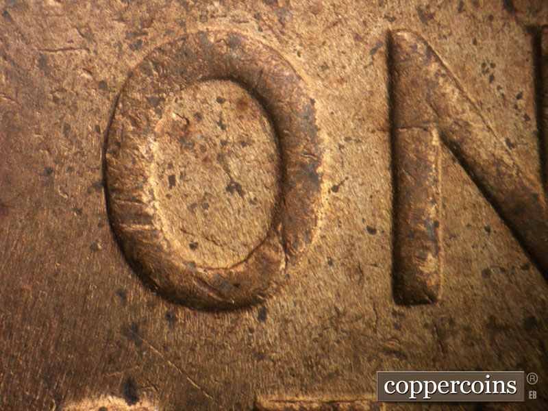 Die-stage B marker on 1944P•1DO•037 (1944 Doubled Die Obverse).