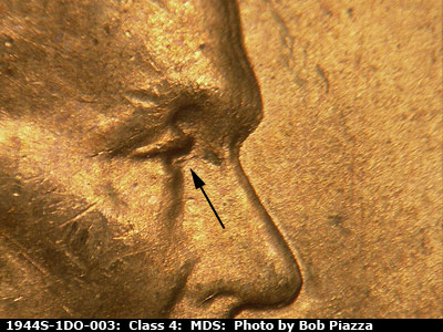 1944 Lincoln cent obverse, CopperCoins die 1944S•1DO•003.