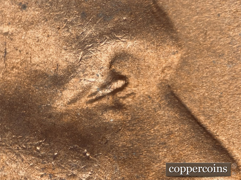 1944 Lincoln cent obverse, CopperCoins die 1944S•1DO•007.