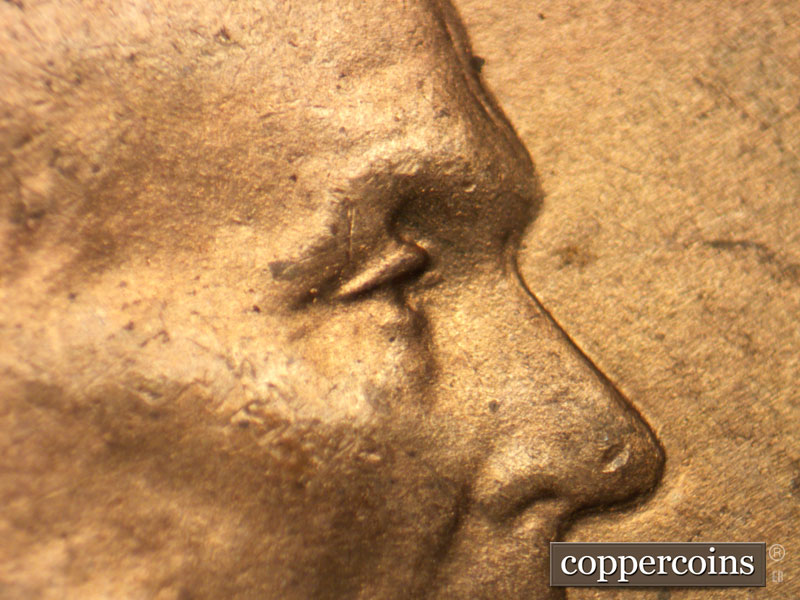 Die-stage C marker on 1944S•1DO•009 (1944 Doubled Die Obverse).