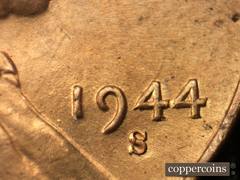 Die-stage C marker on 1944S•1DO•009 (1944 Doubled Die Obverse).