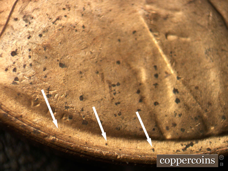 Die-stage C marker on 1944S•1DO•009 (1944 Doubled Die Obverse).