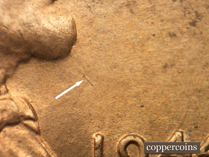 Die-stage C marker on 1944S•1DO•009 (1944 Doubled Die Obverse).