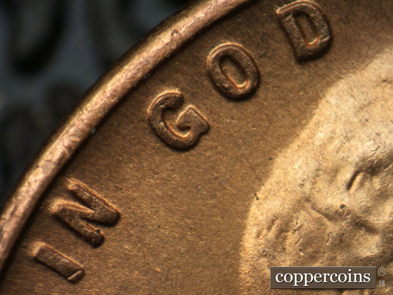 Die-stage B marker on 1944S•1DO•010 (1944 Doubled Die Obverse).