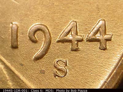1944 Lincoln cent obverse, CopperCoins die 1944S•1DR•001.