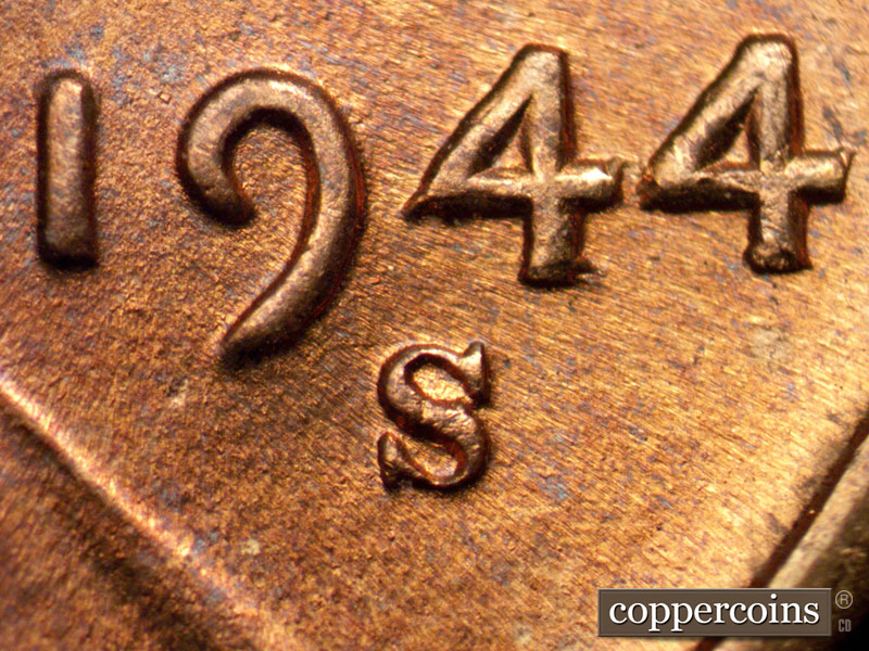 Die-stage C marker on 1944S•1DR•003 (1944 Doubled Die Reverse).