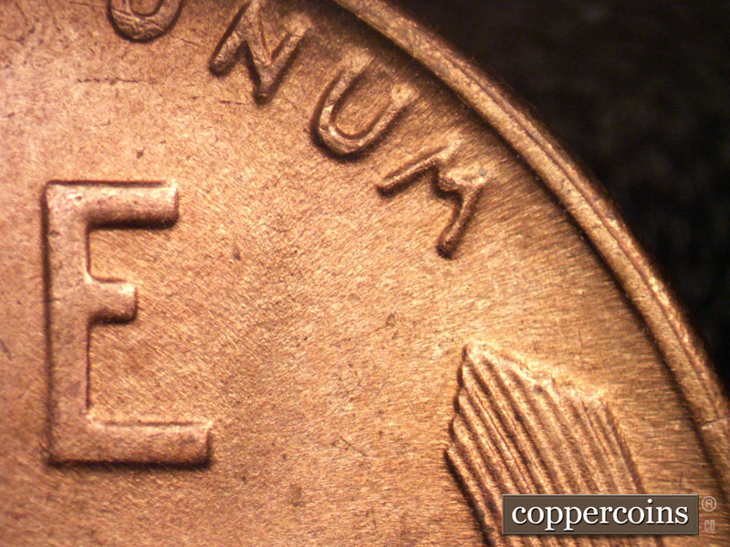 Die-stage C marker on 1944S•1DR•009 (1944 Doubled Die Reverse).