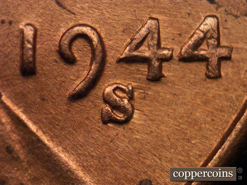 Die-stage C marker on 1944S•1DR•009 (1944 Doubled Die Reverse).