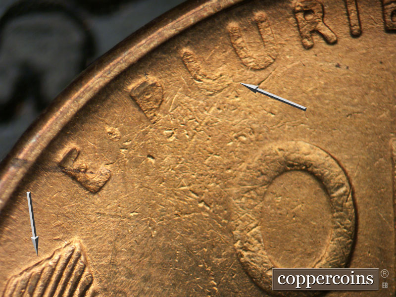 1944 Lincoln cent obverse, CopperCoins die 1944S•1DR•011.
