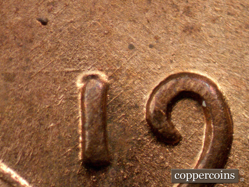 Die-stage A marker on 1944S•1MM•003 (1944 Repunched Mint Mark).