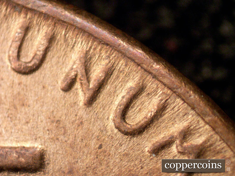 Die-stage A marker on 1944S•1MM•003 (1944 Repunched Mint Mark).