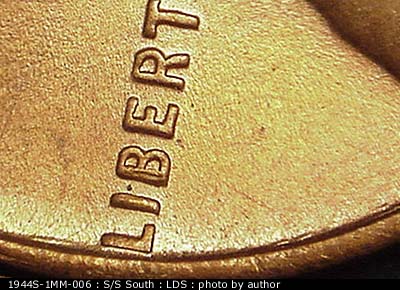 Die-stage C marker on 1944S•1MM•006 (1944 Repunched Mint Mark).