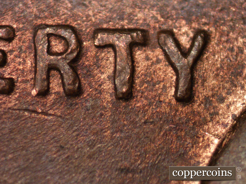 Die-stage B marker on 1944S•1MM•008 (1944 Repunched Mint Mark).