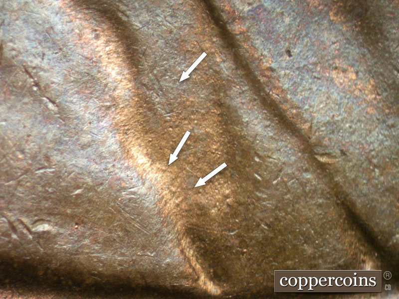 Die-stage B marker on 1944S•1MM•012 (1944 Repunched Mint Mark).