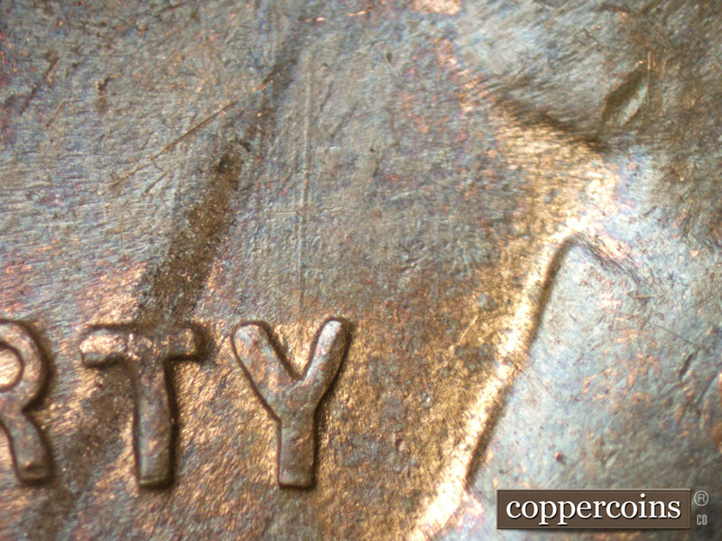 Die-stage B marker on 1944S•1MM•012 (1944 Repunched Mint Mark).