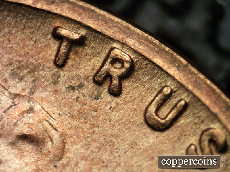 Die-stage B marker on 1945D•1DO•009 (1945 Doubled Die Obverse).