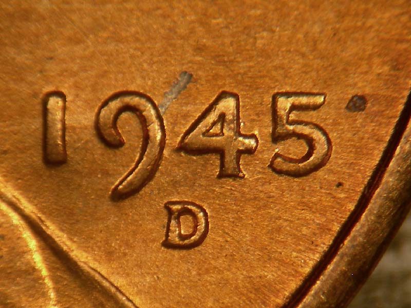 Die-stage B marker on 1945D•1DO•011 (1945 Doubled Die Obverse).