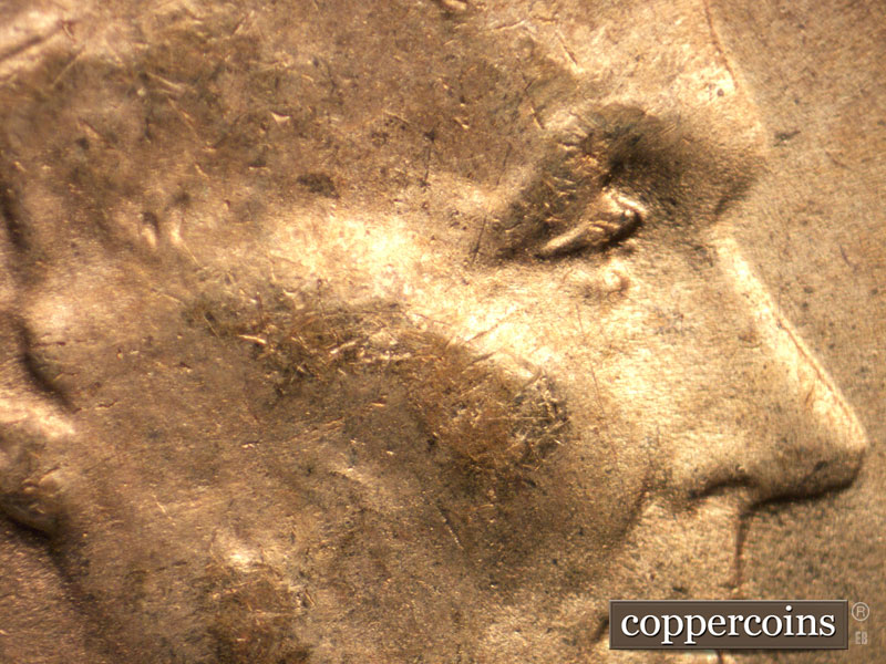 Die-stage C marker on 1945D•1DO•011 (1945 Doubled Die Obverse).