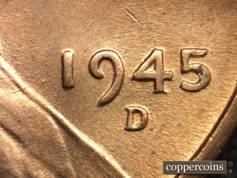 Die-stage C marker on 1945D•1DO•011 (1945 Doubled Die Obverse).
