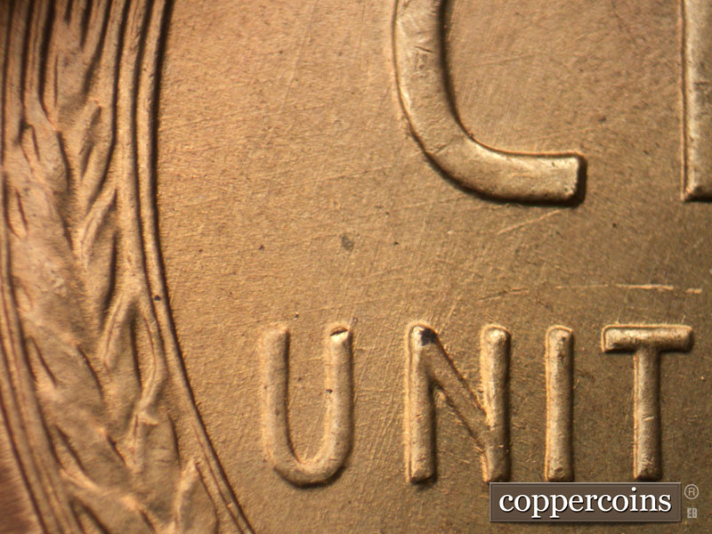 Die-stage A marker on 1945D•1DO•020 (1945 Doubled Die Obverse).