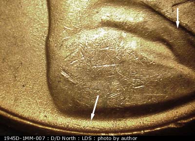 Die-stage C marker on 1945D•1MM•007 (1945 Repunched Mint Mark).