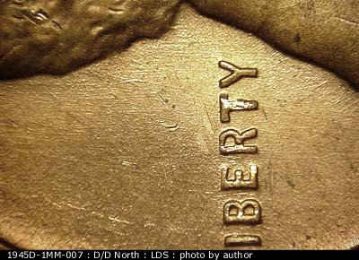 Die-stage C marker on 1945D•1MM•007 (1945 Repunched Mint Mark).