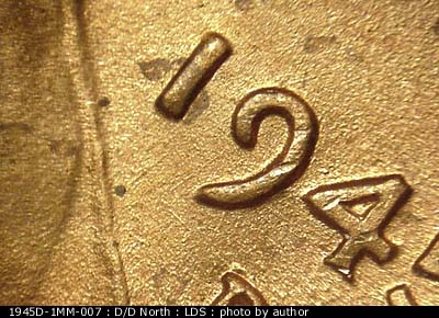 Die-stage C marker on 1945D•1MM•007 (1945 Repunched Mint Mark).