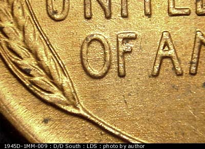 Die-stage C marker on 1945D•1MM•009 (1945 Repunched Mint Mark).